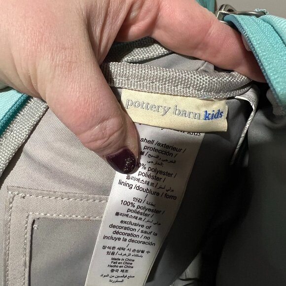 Pottery Barn Kids - 2 piece - Multi-sized Backpacks - Aqua Multi Heart - Picture 7 of 8